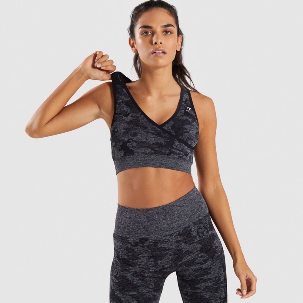 Gymshark Black Camo Adapt Seamless Sports Bra